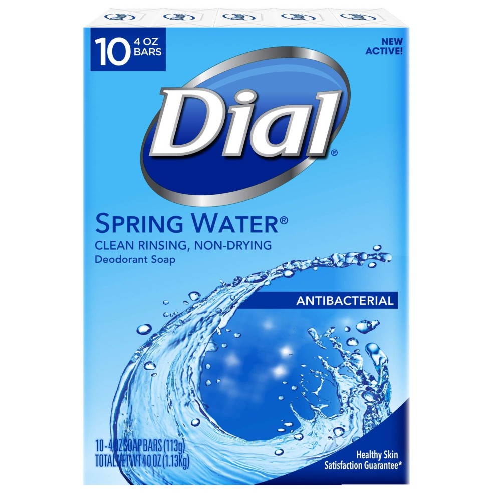 Dial Antibacterial Deodorant Bar Soap, Spring Water, 4-Ounce Bars, 10 Count (Pack of 3) Dial Antibacterial Deodorant Bar Soap, Spring Water, 4-Ounce Bars, 10 Count (Pack of 3)
