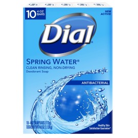 Dial Antibacterial Deodorant Bar Soap, Spring Water, 4-Ounce Bars, 10 Count (Pack of 3)
