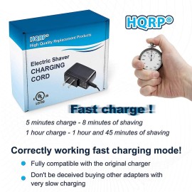 HQRP 12V AC Adapter Power Cord Charger for Braun Series 3 Model 340s-4 Type 5414, CruZer2 CruZer3 Model Z30 Z50 2775 2776 2864 2865 2866 2874 2876 Type 5733 Shaver Plus Cleaning Brush