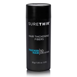SURETHIK Hair Fibers, 30g (Black), Fills Thinning Hair for Visibly Fuller Look, Conceals Bald Spots, Natural Look, For Men & Women SURETHIK Hair Fibers, 30g (Black), Fills Thinning Hair for Visibly Fuller Look, Conceals Bald Spots, Natural Look, For Men & Women