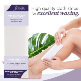 Satin Smooth Non-Woven Cloth Waxing Strips, Large, 100 ct x 1 pack