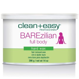Clean + Easy BAREzilian Hard Wax, Non-Strip Hair Removal Depilatory Wax for Full Body, Bikini Brazilian Waxing, Great for Sensitive Skin - Ideal for Women and Men, 14 oz
