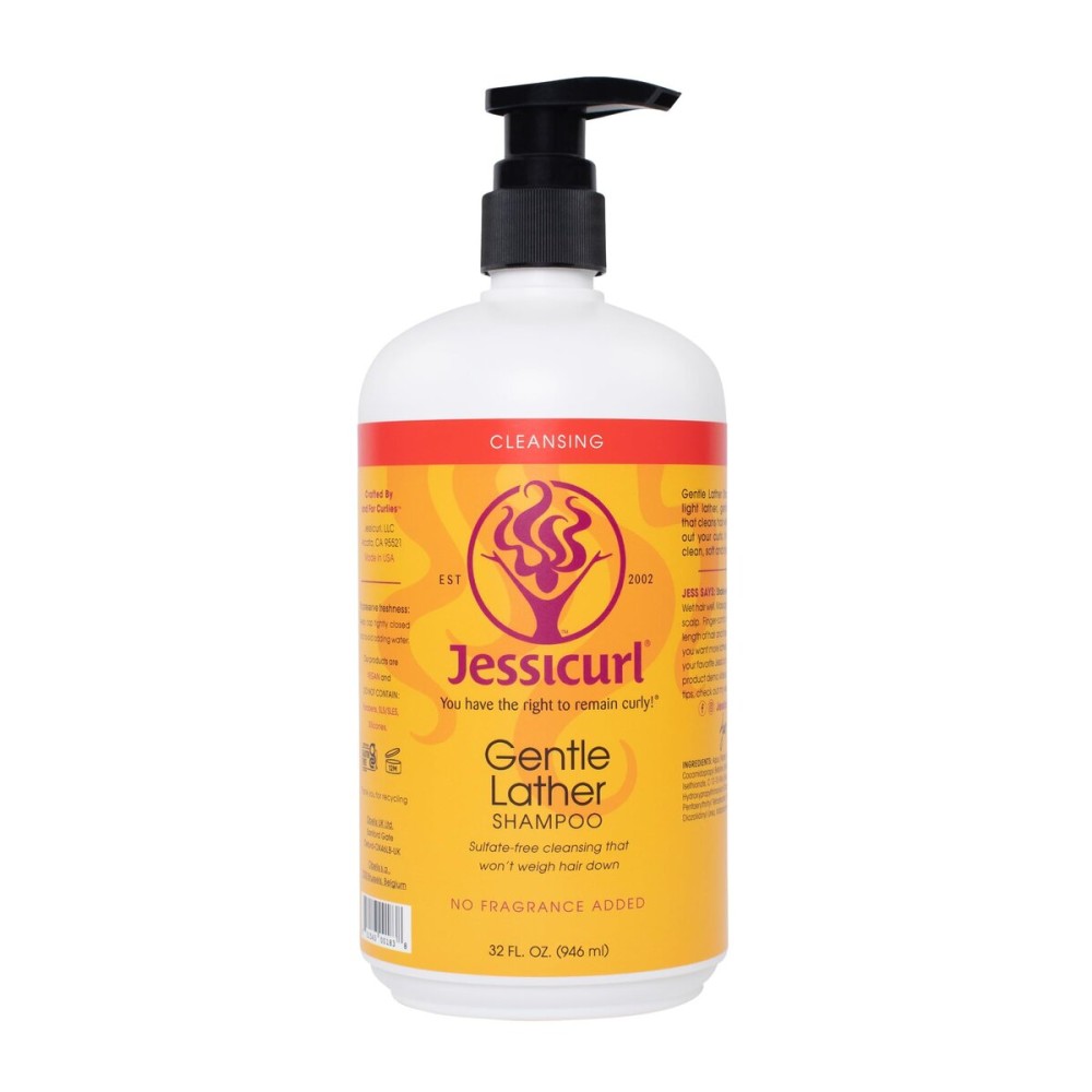 Jessicurl, Gentle Lather Shampoo, No Fragrance Added, 32 Fl oz. Cleansing Curly Hair Shampoo, Vegan, Sulfate Free Shampoo Jessicurl, Gentle Lather Shampoo, No Fragrance Added, 32 Fl oz. Cleansing Curly Hair Shampoo, Vegan, Sulfate Free Shampoo