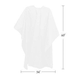 BD Barber Lightweight Crinkle Nylon Hair Cutting/Styling Cape, Water Resistant, Machine Washable, Permanent Crinkle Nylon, Repels Hair, Snap Closure at Neck, Generous 54 x 60 inch Size, White
