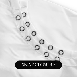 BD Barber Lightweight Crinkle Nylon Hair Cutting/Styling Cape, Water Resistant, Machine Washable, Permanent Crinkle Nylon, Repels Hair, Snap Closure at Neck, Generous 54 x 60 inch Size, White