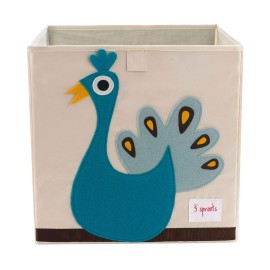 3 Sprouts Toy Storage Organizer: Toy Box Cube Organizer for Playroom, Nursery - Foldable Storage Bin - Peacock