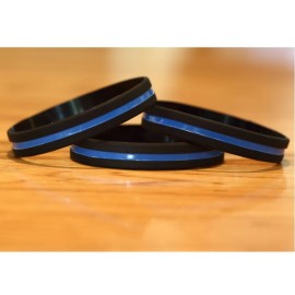 SayitBands Thin Blue Line Silicone Wristband Bracelets Police Officers Patrol Awareness Support