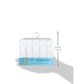Spasilk Washcloth Wipes Set for Newborn Boys and Girls, Soft Terry Washcloth Set, Pack of 10, White, (010-WTE)