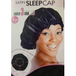 Satin Sleeping Cap, 23 JUMBO XL X-Large BLACK Breathable and Comfortable Material, Elastic Band, Accommodate Large Hair Curlers and Rollers, Keeps Hair Styles in Place and Silky Satin Material to Hel