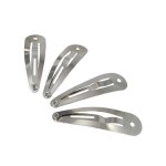 Snap Hair Clips - Silver Metal Tear Drop Shape with Hole - 50mm (Qty 25)