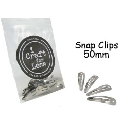 Snap Hair Clips - Silver Metal Tear Drop Shape with Hole - 50mm (Qty 25)