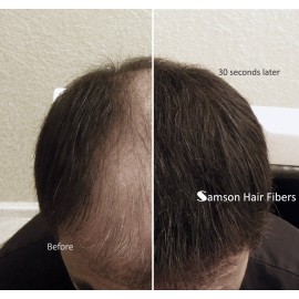 Samson Hair Fibers for Thinning Hair - 100% Undetectable Natural Formula - Completely Conceals Hair Loss in Seconds. Covers bald spots. Thicken your hair instantly - 25 Gram Container (BLACK)