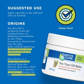 Earth\'s Care Tea Tree Oil Balm - Tea Tree Moisturizer for Problem Skin - Repair Cream with Shea Butter and Vitamin E 2.5 oz. (71 g) Earth\'s Care Tea Tree Oil Balm - Tea Tree Moisturizer for Problem Skin - Repair Cream with Shea Butter and Vitamin E 2.5 oz. (71 g)