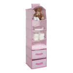 Delta Children 6 Shelf Hanging Wall Storage with 2 Drawers - Easy Storage/Organization Solution- Holds Sweaters, Shirts, Pants, Accessories & More - Movable Drawers Allow for Customization, Pink