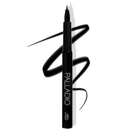 Palladio Felt-Tip Eyeliner Ultra Fine Liner, Creates Thin Precise Lines, Quick Drying, Waterproof, Rich Pigment, Long Lasting Application, Mess Free, Smooth, All Day Wear, Intense Jet Black Color