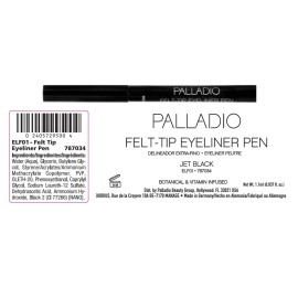 Palladio Felt-Tip Eyeliner Ultra Fine Liner, Creates Thin Precise Lines, Quick Drying, Waterproof, Rich Pigment, Long Lasting Application, Mess Free, Smooth, All Day Wear, Intense Jet Black Color Palladio Felt-Tip Eyeliner Ultra Fine Liner, Creates Thin Precise Lines, Quick Drying, Waterproof, Rich Pigment, Long Lasting Application, Mess Free, Smooth, All Day Wear, Intense Jet Black Color