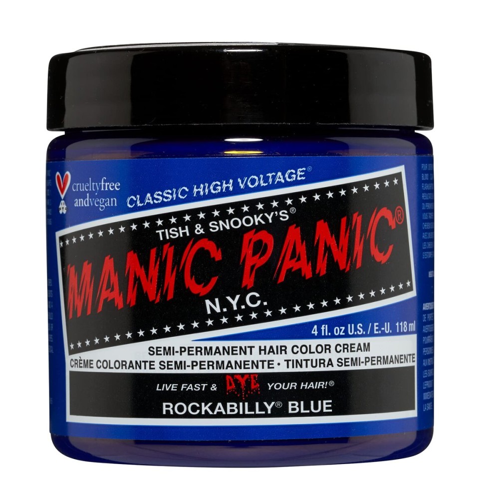 MANIC PANIC Classic Rockabilly Blue Semi Permanent Hair Color - True Neutral Blue Hair Dye for Women & Men That Lasts 4-6 Weeks - Vegan, Ammonia & Cruelty-Free - Create & Mix Custom Shades (4oz)