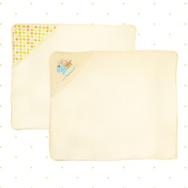 Spasilk Hooded Terry Bath Baby Towel with 2 Washcloths, Baby Bath Essentials, Ark Yellow, Set of 4