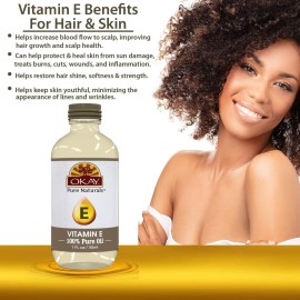 Okay Vitamin E Oil For All Hair Textures & Skin Types, All Natural, 1 Fl Oz Okay Vitamin E Oil For All Hair Textures & Skin Types, All Natural, 1 Fl Oz