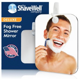 The Shave Well Company Deluxe Anti-Fog Shaving Mirror | Fogless Hanging Bathroom Shower Mirror with Handheld Option for Men and Women | Includes Long-Lasting Removable Adhesive Hook
