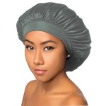 BT Luxury Wide Band Satin Bonnet Cap Gray, by Beauty Town