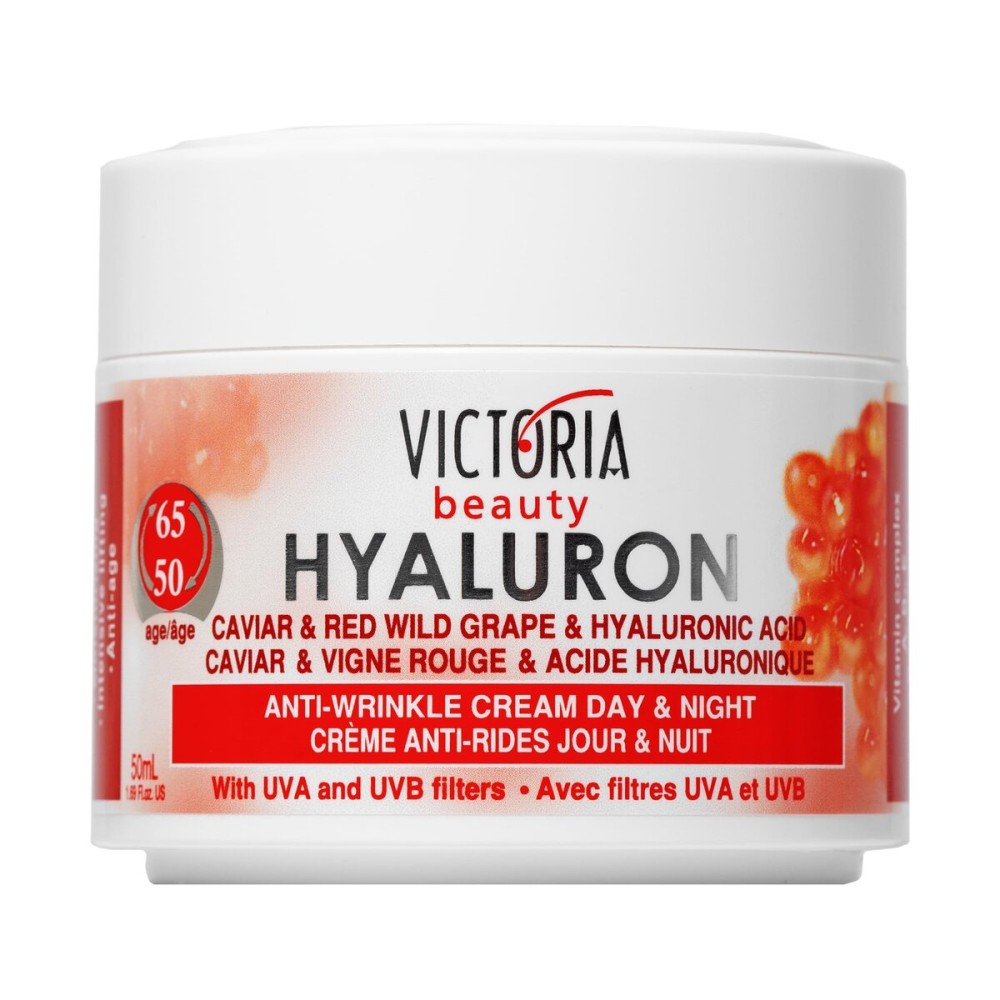 Victoria Beauty Hyaluron, Retinol, Caviar and Red-Grape Anti-Wrinkle Lifting Day and Night Cream - Anti-Aging Face Moisturizer with Hyaluronic Acid fo Ages 50 to 65+ (50ml)