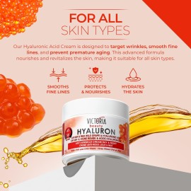 Victoria Beauty Hyaluron, Retinol, Caviar and Red-Grape Anti-Wrinkle Lifting Day and Night Cream - Anti-Aging Face Moisturizer with Hyaluronic Acid fo Ages 50 to 65+ (50ml)