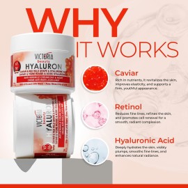Victoria Beauty Hyaluron, Retinol, Caviar and Red-Grape Anti-Wrinkle Lifting Day and Night Cream - Anti-Aging Face Moisturizer with Hyaluronic Acid fo Ages 50 to 65+ (50ml)