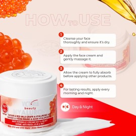 Victoria Beauty Hyaluron, Retinol, Caviar and Red-Grape Anti-Wrinkle Lifting Day and Night Cream - Anti-Aging Face Moisturizer with Hyaluronic Acid fo Ages 50 to 65+ (50ml)