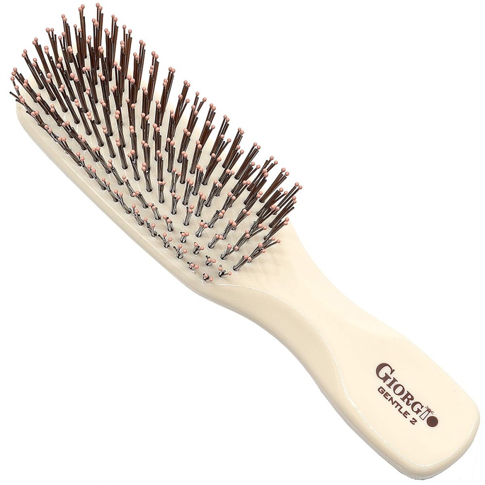 Giorgio GIO2IVY Ivory 6.25 inch Gentle Touch Detangler Hair Brush for Men Women and Kids. Soft Bristles for Sensitive Scalp. Wet and Dry for all Hair Types. Scalp Massager Brush Stimulate Hair Growth