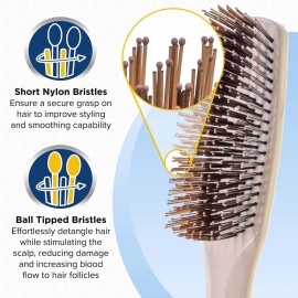 Giorgio GIO2IVY Ivory 6.25 inch Gentle Touch Detangler Hair Brush for Men Women and Kids. Soft Bristles for Sensitive Scalp. Wet and Dry for all Hair Types. Scalp Massager Brush Stimulate Hair Growth