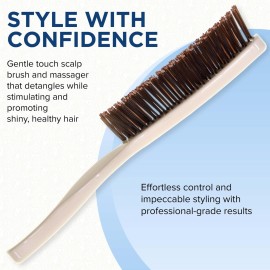Giorgio GIO2IVY Ivory 6.25 inch Gentle Touch Detangler Hair Brush for Men Women and Kids. Soft Bristles for Sensitive Scalp. Wet and Dry for all Hair Types. Scalp Massager Brush Stimulate Hair Growth