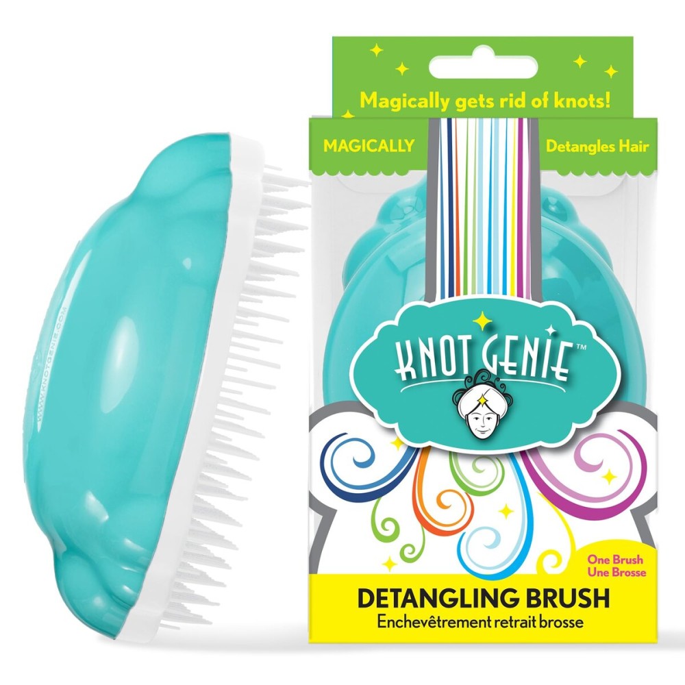 Knot Genie Detangling Hair Brush for Kids (Aquamarine Dream) | Original Full Size | Perfect for Curly Hair, Gently Separate Tangles, Leaves Hair Smooth & Shiny | The Pain Free Knot Detangler