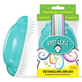 Knot Genie Detangling Hair Brush for Kids (Aquamarine Dream) | Original Full Size | Perfect for Curly Hair, Gently Separate Tangles, Leaves Hair Smooth & Shiny | The Pain Free Knot Detangler