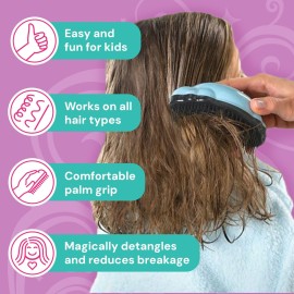 Knot Genie Detangling Hair Brush for Kids (Aquamarine Dream) | Original Full Size | Perfect for Curly Hair, Gently Separate Tangles, Leaves Hair Smooth & Shiny | The Pain Free Knot Detangler