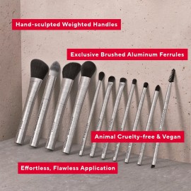 Mirabella Small Crease Eyeshadow Brush, Premium Professional Makeup Brush Collection, Cruelty-Free Synthetic Bristle Brush, Hand-Sculpted Brushed Aluminum Handle, Luxury Blending Brush for Makeup