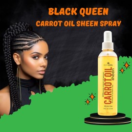 Black Queen Carrot Oil Sheen Spray - Vibrant Shine for 4C Hair, Locs, Braids, Twists - Lightweight, USA-Made, 8 oz