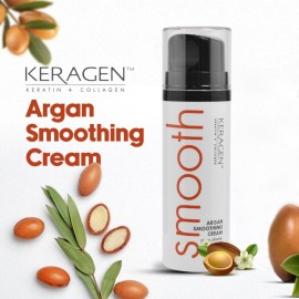 Keragen - Sulfate free - Smoothing Argan Styling Cream with Keratin, Panthenol, Collagen, Vitamins, Argan & Jojoba Oil - 4.4 Oz