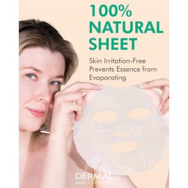 DERMAL Green Tea Collagen Essence Facial Mask Sheet 23g Pack of 10 - Hydrating and Soothing for Sensitive Oily Skin, Revitalize Dull Skin, Daily Skin Treatment Solution Sheet Mask