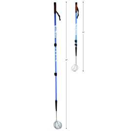 Sand Dipper Full Size Beach Scoop Shovel & Sifter Tool for Beachcombing - Adjustable Sea Glass, Shell, Shark Tooth Sifter for the Beach - Can Be Used as a Walking or Hiking Stick Too - Blue, 4 Basket