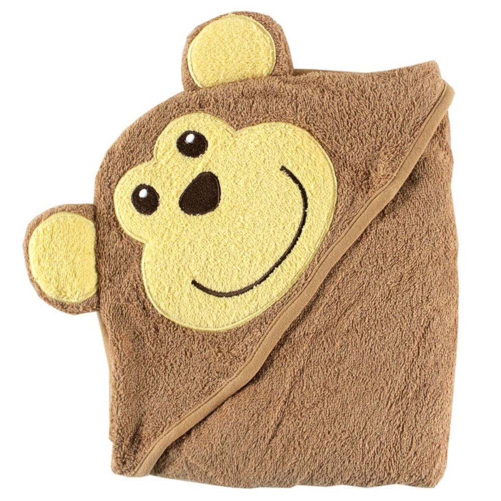 Luvable Friends Unisex Baby Cotton Animal Face Hooded Towel, Monkey, One Size