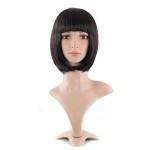 MapofBeauty 12 Inch/30cm Fashion Lady Short Straight Flat Bangs Bob Wig (Black)