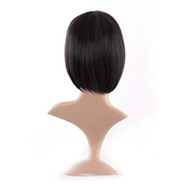 MapofBeauty 12 Inch/30cm Fashion Lady Short Straight Flat Bangs Bob Wig (Black)