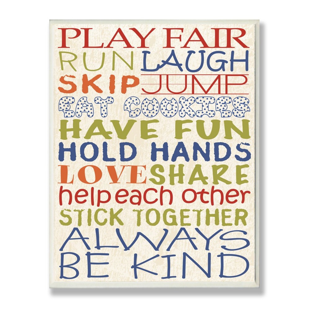 The Kids Room by Stupell Play Fair Typography Rectangle Wall Plaque
