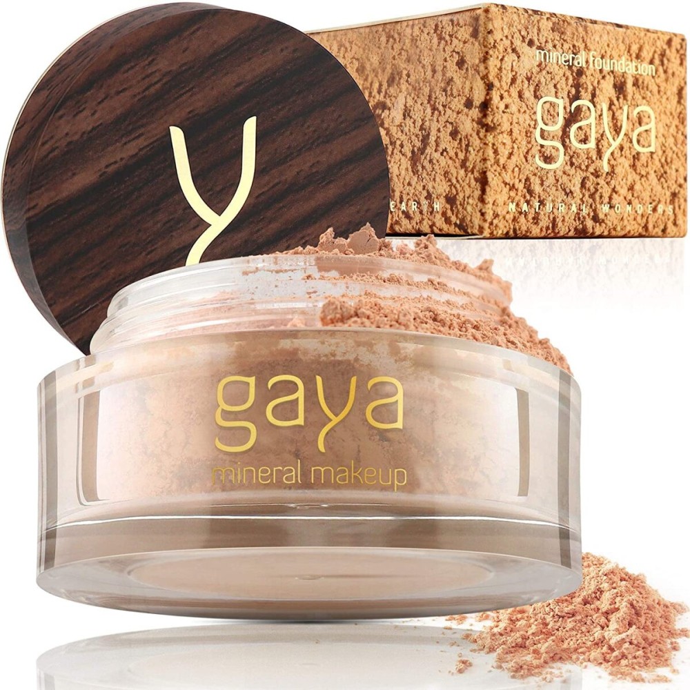 Gaya Cosmetics Vegan Mineral Powder Foundation - Light to Full Coverage, Natural-Looking Finish, Cruelty Free, No Chemicals (MF1)