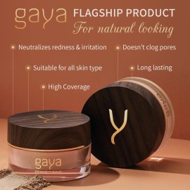 Gaya Cosmetics Vegan Mineral Powder Foundation - Light to Full Coverage, Natural-Looking Finish, Cruelty Free, No Chemicals (MF1)