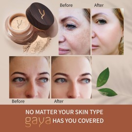 Gaya Cosmetics Vegan Mineral Powder Foundation - Light to Full Coverage, Natural-Looking Finish, Cruelty Free, No Chemicals (MF1)