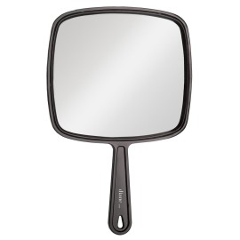 Diane Professional Quality Hand Mirror, Single Sided Hand Held Mirror with Handle for Salon, Barber, Vanity, Grooming, Shaving, and Travel, Medium, 7.5 x 10.75, Black