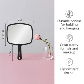Diane Professional Quality Hand Mirror, Single Sided Hand Held Mirror with Handle for Salon, Barber, Vanity, Grooming, Shaving, and Travel, Medium, 7.5 x 10.75, Black