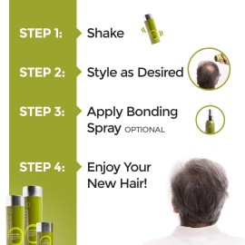 Hair Fibers for Thinning Hair - Natural Keratin Protein Hair Thickening Spray - Hair Fibers for Wavy, Curly, Coiled and Tightly Coiled Hairs - Hair Thickening Products for Women and Men